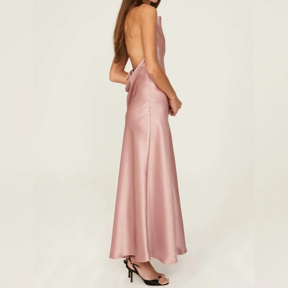 NWOT Vince Halterneck Maxi Dress with Pearl Closure and Open Back - Picture 4 of 15